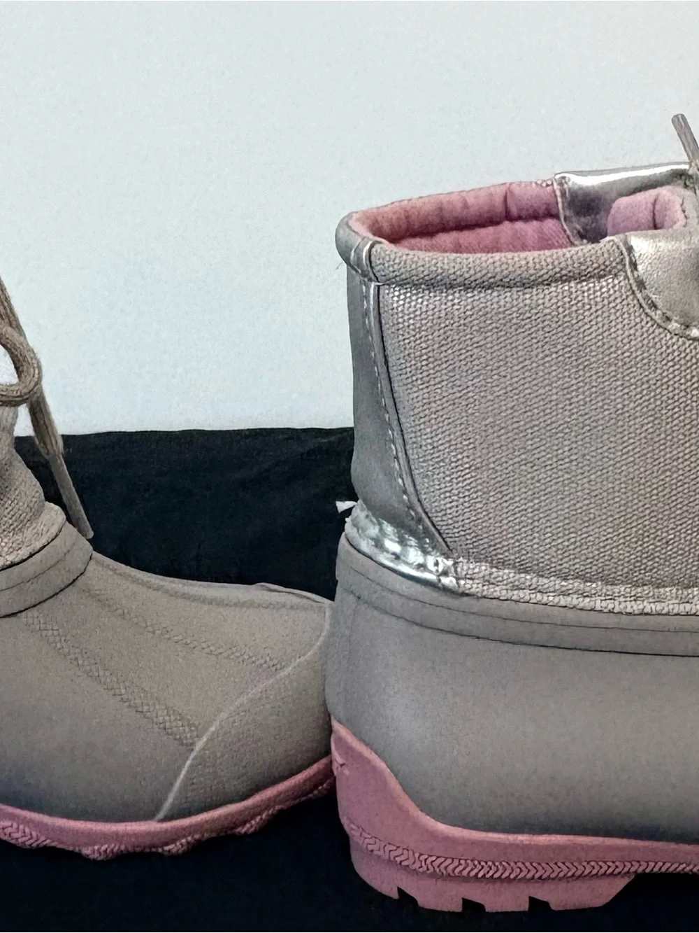 Sperry Toddler Girls Port Duck Boots Gray Pink Sparkle Size 9